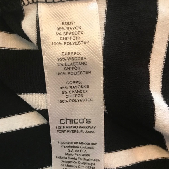 Chico's Tunic Top Size 0 Black and Cream Stripe - Picture 3 of 3